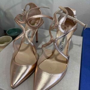 Jimmy Choo Rose Gold Strappy Heels 4in Party or Casual